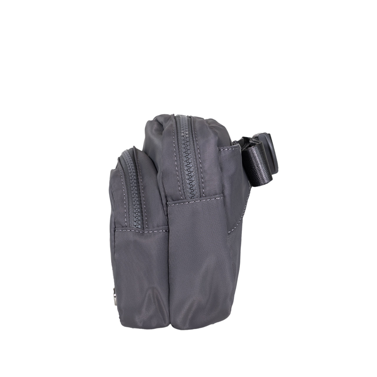 SQUARE DOUBLE ZIP WAIST BAG/SLING DARK GRAY - Image 3