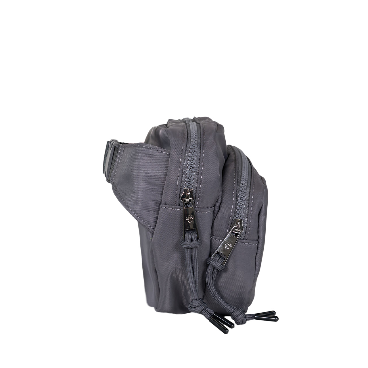 SQUARE DOUBLE ZIP WAIST BAG/SLING DARK GRAY - Image 4