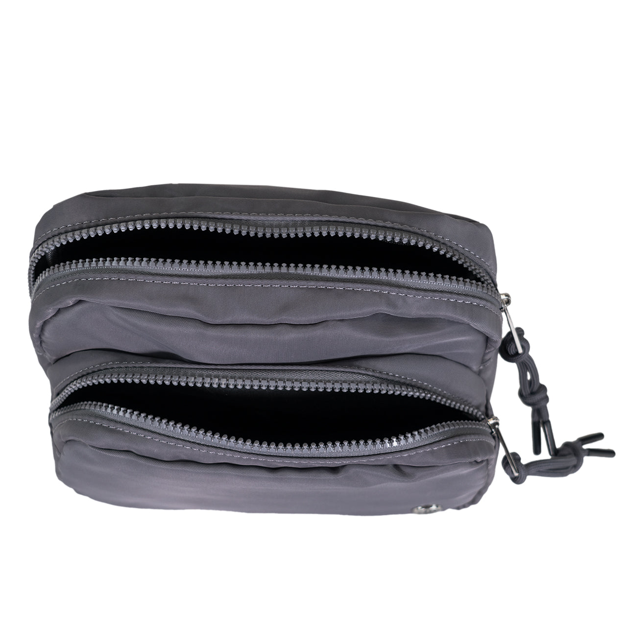 SQUARE DOUBLE ZIP WAIST BAG/SLING DARK GRAY - Image 6